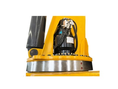 Robust turntable slewing ring on a Zorylift crane, ensuring smooth 360-degree rotation for a wide work area.