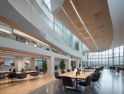 A building with design optimized for health and wellbeing - lighting design simulation