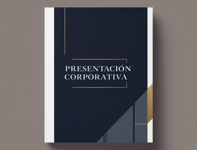 Portada de presentación corporativa con diseño elegante, profesional y visualmente atractivo