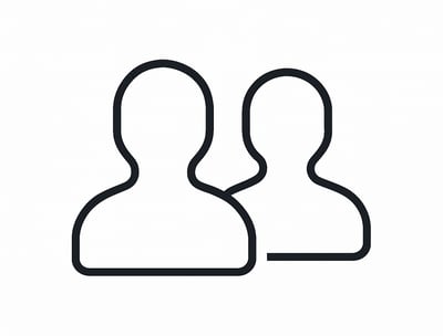 two people are standing in front of a white background