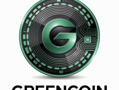 a green and black green and white logo with the word green on it