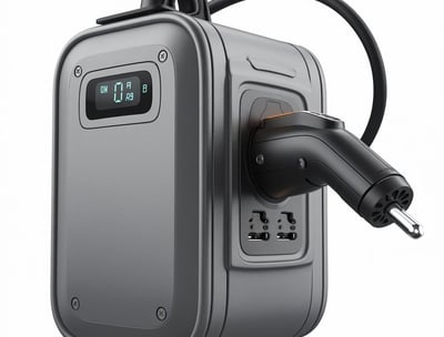a power outlet with a plugged in the middle of it