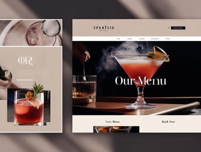a website page with a menu and a menu