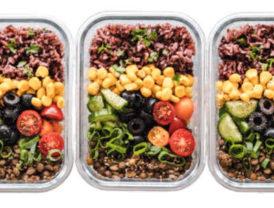 Meal prepped boxes for a body transformation