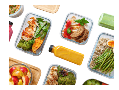 A table full of meal prepped gym meals
