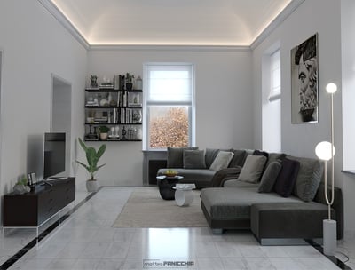 Rendering foto realistico di progetto di interior design