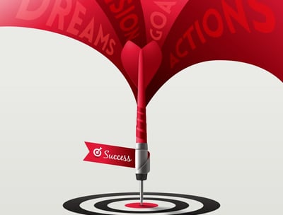 The target has hit the right point on the board depicting success 