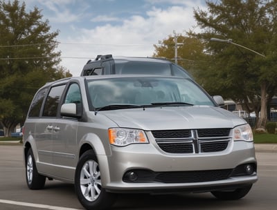 a silver van parked in a parking lot