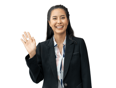 valuelodge customer service agent in a suit and tie smiling and waving