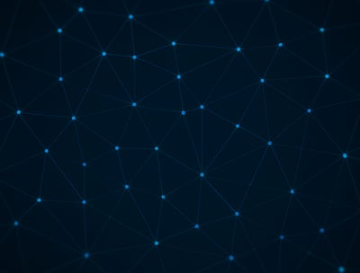 a dark blue background with a pattern interconnected lines and dots