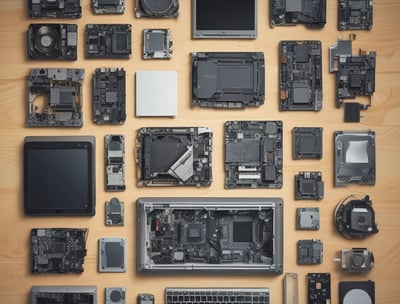 A metro train is positioned inside a maintenance facility. The train is elevated above the ground, supported by a track system, allowing for inspection or repairs. Various equipment and tools are visible around the area, with bright lighting illuminating the space. A worker is seen in the background, suggesting an active maintenance process.