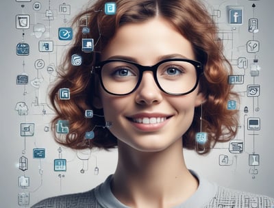 A futuristic and digital-themed image features a stylized circuit board with the words 'Open AI' in bold, glowing letters. Above it is a design that resembles an AI or robot face with neon accents. The background consists of a network of interconnected blue lines and nodes, suggesting themes of technology and connectivity.