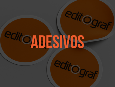Adesivos redondos com logo da Editograf.