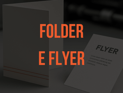 Mockup de folder e flyer impressos pela Editograf.