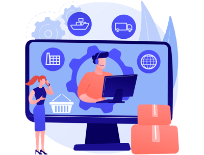 a man and woman working on a computer screen