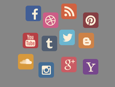 Servizi di gestione social media per PMI a Torino: icone di Facebook, Twitter, Instagram, YouTube, P