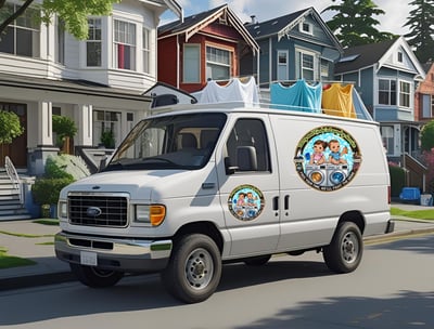 a laundry service van for larry & linda's laundry service