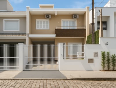 uma casa com uma área fechada recém pintada