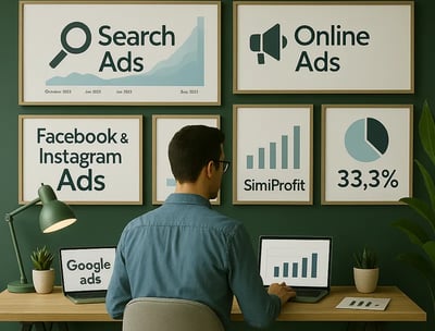 Stručnjak za digitalni marketing analizira Google, Facebook i Instagram oglase u KlikProfit kancelar