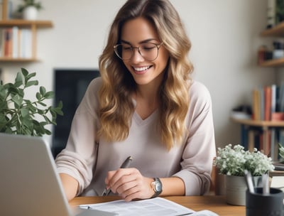 A person is holding a smartphone and a credit card, engaged in an online payment transaction. A laptop with a webpage open is positioned on a wooden table.