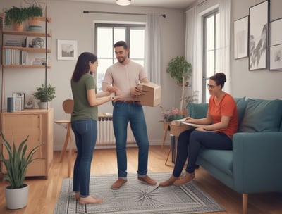 An illuminated sign with a prominent blue neon arrow pointing upwards. Below the arrow, the sign reads 'Apple Creek Cottages' in decorative letters with leaf accents. Additional text mentions 'Suites with Kitchen' and 'Reasonable Rates.' A smaller sign beneath indicates 'Vacancy' in yellow and 'No' in red.