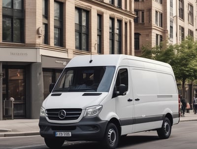 a van parked on the side of a street