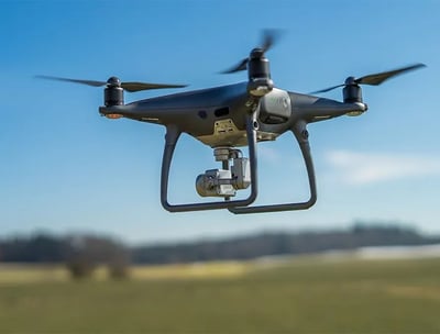 een drone in beweging in de lucht