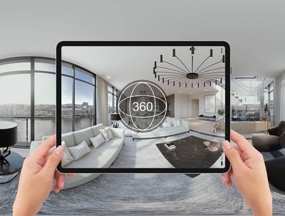 Een tablet die een virtual tour bekijkt