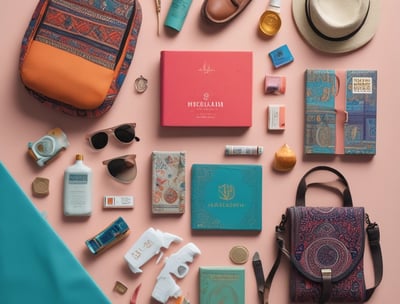 Two beauty products are displayed on a wooden surface: a tube of moisturizing hand cream with a decorative floral pattern and a cylinder of lip balm with a red metallic finish.
