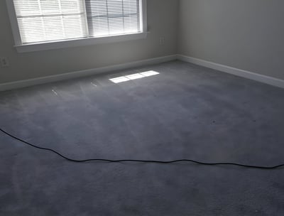 Bedroom with gray clean carpet