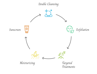 a diagram of skincare steps to avoid hormonal acne