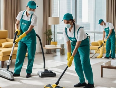 a group of cleaners in a living room