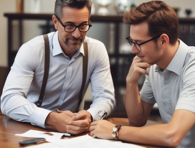 a man riding a skateboard down a street next to tall buildings