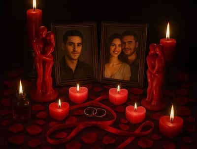 Ritual de amarres de amor con velas rojas y figuras unidas. Trabajo  para Recuperar el Amor