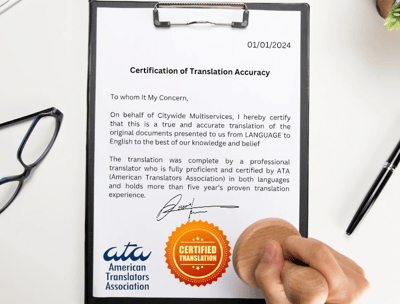 Certified Translation services