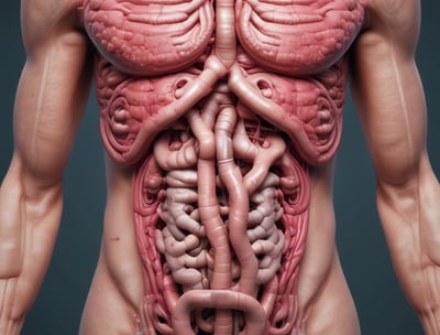 a man holding his stomach with his hands