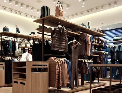 Ambiente higienizado da loja de vestuário por equipe especializada.