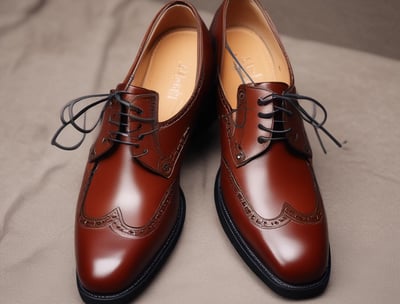 A collection of colorful leather dress shoes is arranged on a tabletop. The shoes come in various vibrant colors, including green, yellow, brown, red, and blue. They feature classic brogue detailing and are neatly aligned in rows, creating an eye-catching display.