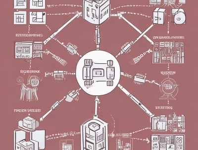 A sign for 'Shallom Komputer' is displayed prominently on the facade of a building, surrounded by lush green trees. The sign offers information about services related to hardware, software, networking, and accessories. The building features several rectangular windows and air conditioning units.