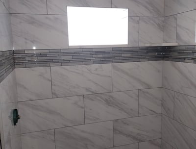 Tile work on custom shower stall
