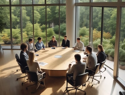people around a conference table consulting eachother