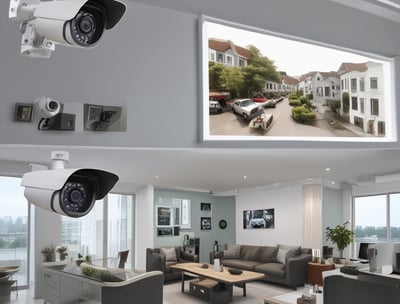 a security camera mounted to the ceiling of a building