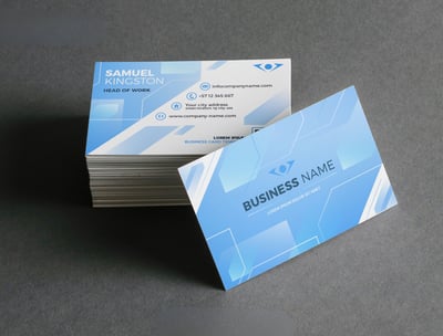 a business card with a business card holder