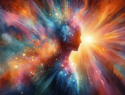 a person with a colorful painting energy
