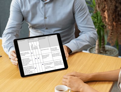 Tablet showing a screenshot of a Celagenix Data Privacy / POPIA Implementation Roadmap