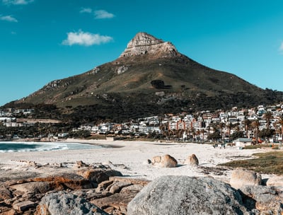 Camps Bay beach with a view of Lions Head