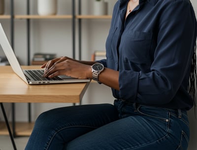 first-time entrepreneur working on laptop