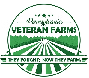 Pennsylvania Veteran Farms: Supporting veterans transitioning to agriculture. "They fought; now they farm." Green, natural lo