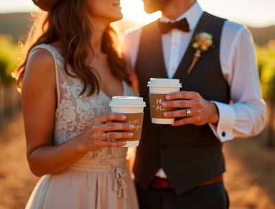 Ancestral on Wheels mobile espresso bar decorated for a wedding celebration with specialty lattes.