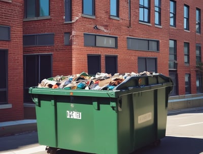 four assorted-color trash bins beside gray wall